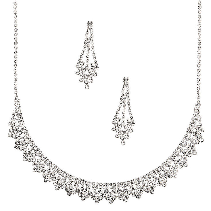 Lovely 925 Silver Plated Crystal Rhinestone Peacock Necklace Earring Jewelry Set 